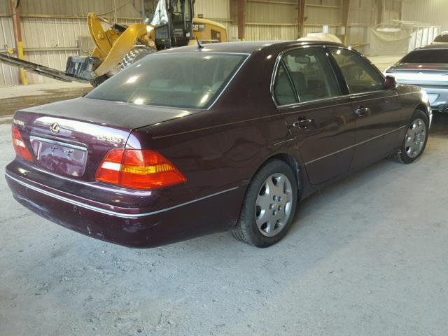 JTHBN30F430104008 - 2003 LEXUS LS 430 BURGUNDY photo 4