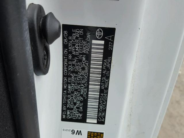 JTKDE167X90288547 - 2009 TOYOTA SCION TC 白色 照片 10