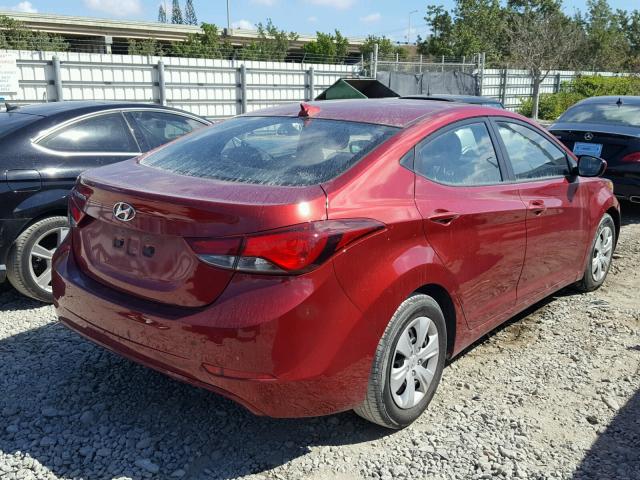 5NPDH4AE2GH726483 - 2016 HYUNDAI ELANTRA SE RED photo 4