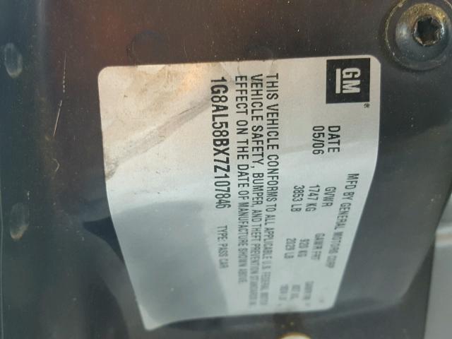 1G8AL58BX7Z107846 - 2007 SATURN ION LEVEL 黑色 照片 10