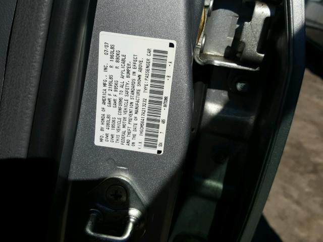 1HGCM56417A213232 - 2007 HONDA ACCORD LX BLACK photo 10