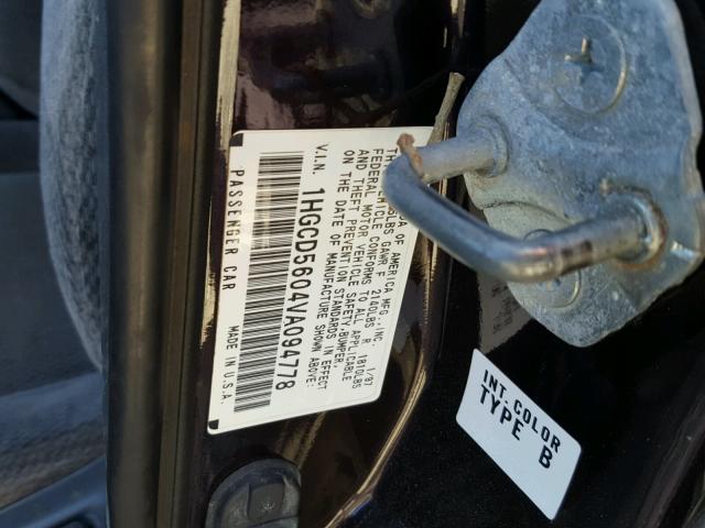 1HGCD5604VA094778 - 1997 HONDA ACCORD SE PURPLE photo 10