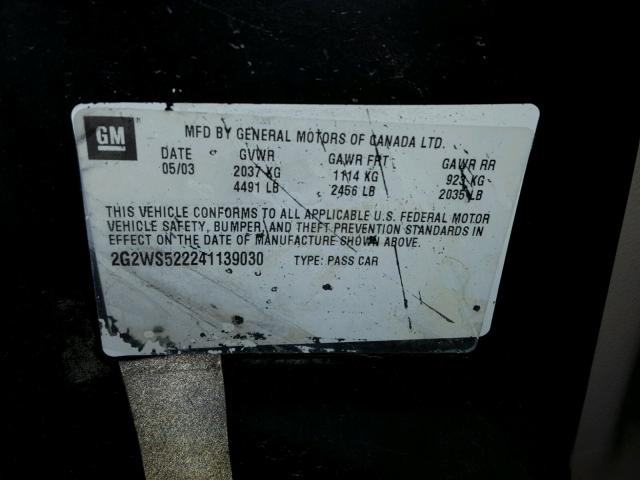2G2WS522241139030 - 2004 PONTIAC GRAND PRIX შავი ფოტო 10