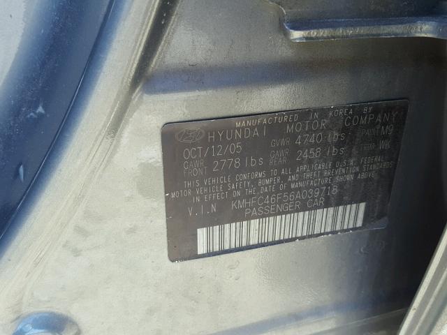 KMHFC46F56A039718 - 2006 HYUNDAI AZERA SE GREEN photo 10