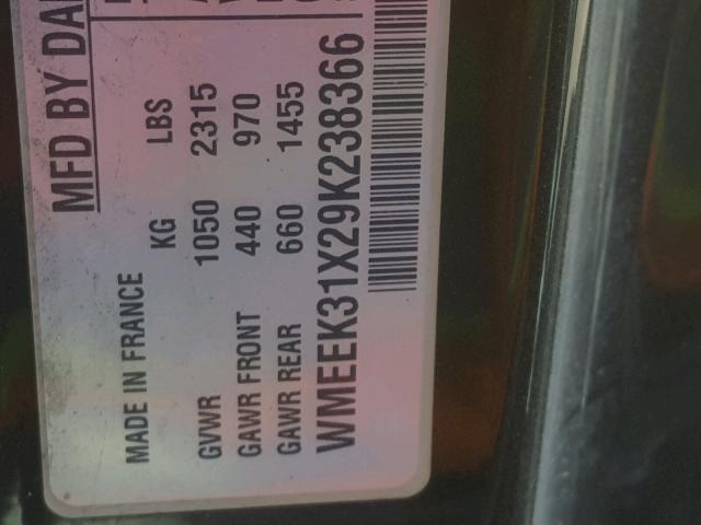 WMEEK31X29K238366 - 2009 SMART FORTWO PAS 红色 照片 10