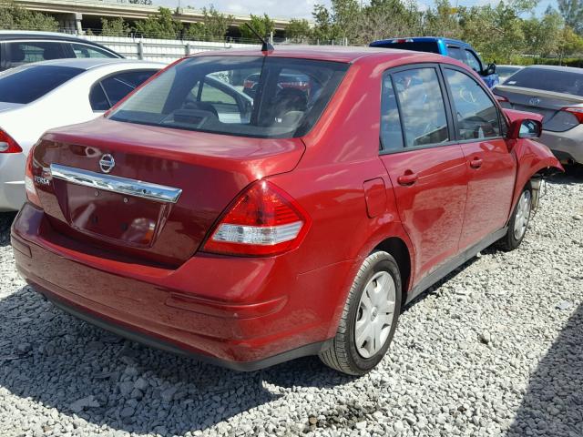 3N1BC1AP4BL454178 - 2011 NISSAN VERSA S RED photo 4