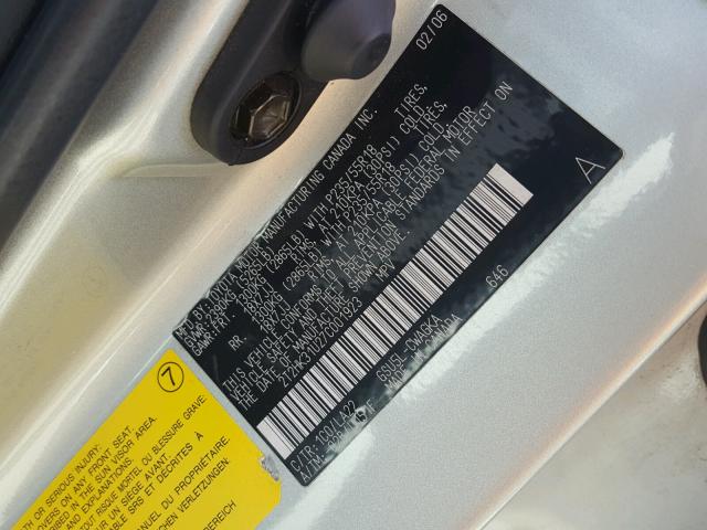 2T2HK31U27C001923 - 2007 LEXUS RX 350 SILVER photo 10