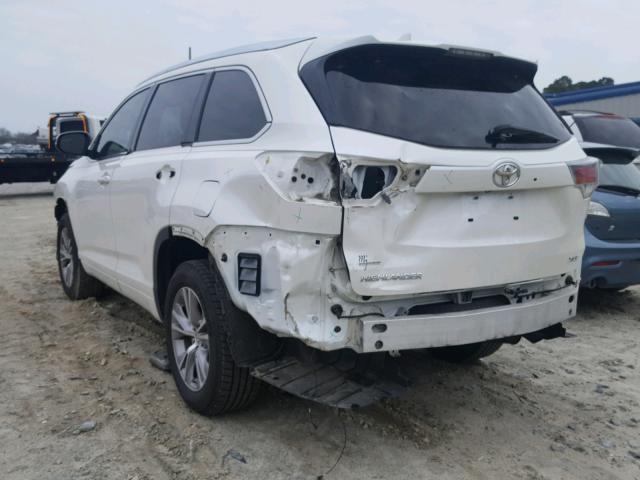 5TDKKRFH6ES028703 - 2014 TOYOTA HIGHLANDER WHITE photo 3