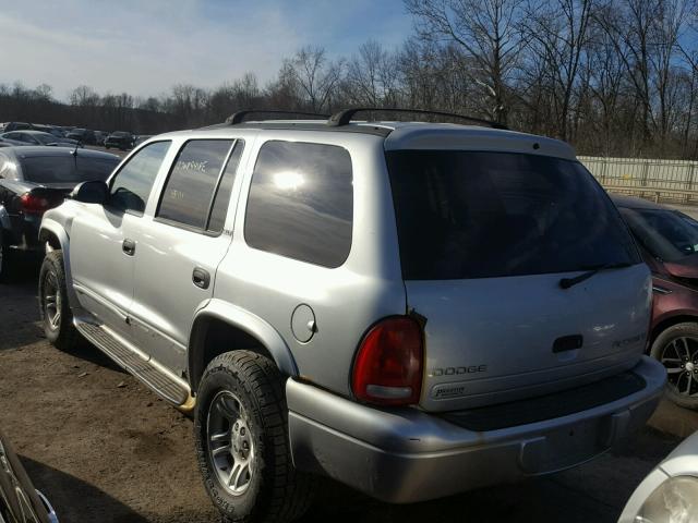 1B4HS48N92F144891 - 2002 DODGE DURANGO SL SILVER photo 3