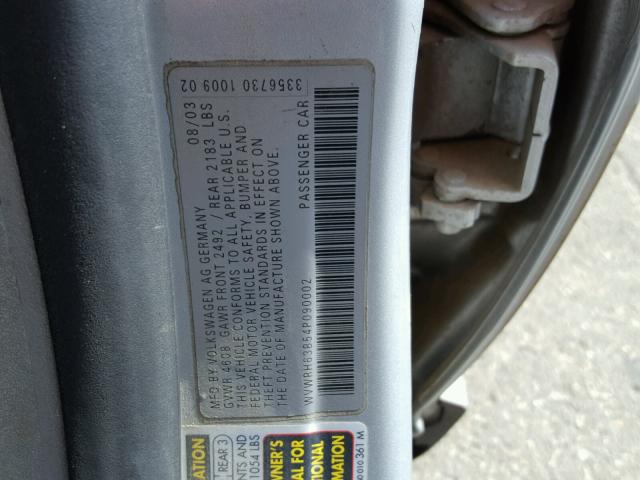 WVWRH63B54P090002 - 2004 VOLKSWAGEN PASSAT GLX 银色 照片 10