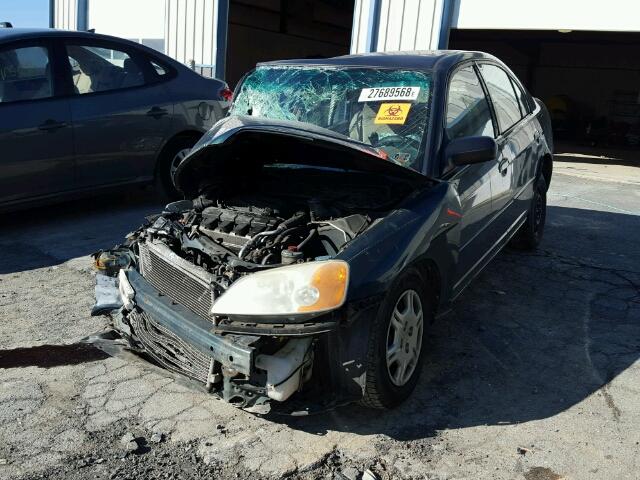 1HGES16512L001962 - 2002 HONDA CIVIC LX GREEN photo 2