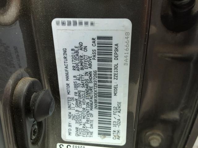 1NXBR30EX7Z837266 - 2007 TOYOTA COROLLA CE GRAY photo 10