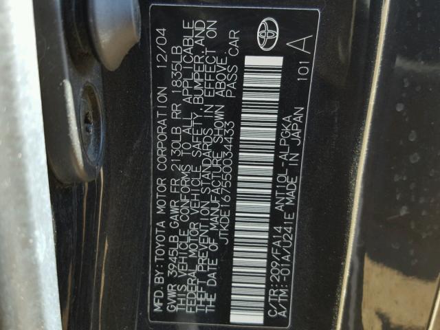 JTKDE167550034433 - 2005 TOYOTA SCION TC 黑色 照片 10