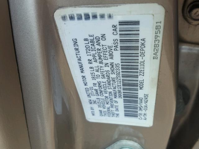 1NXBR12E12Z592335 - 2002 TOYOTA COROLLA CE SILVER photo 10