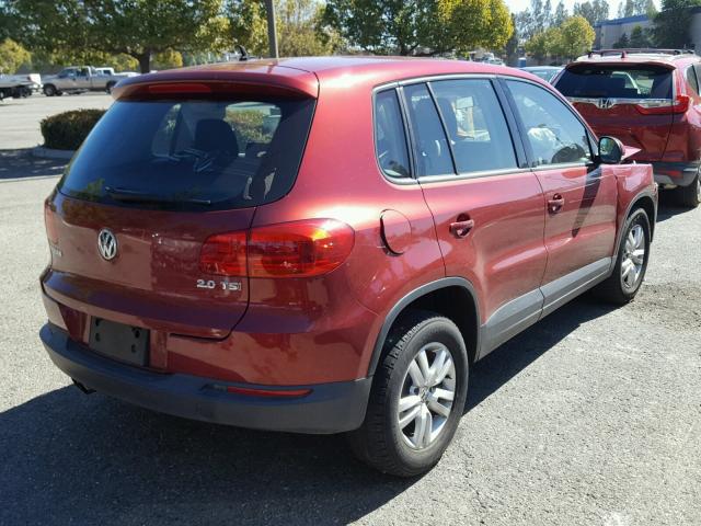 WVGAV7AX4CW076649 - 2012 VOLKSWAGEN TIGUAN S RED photo 4