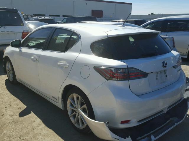 JTHKD5BHXC2088821 - 2012 LEXUS CT 200 WHITE photo 3