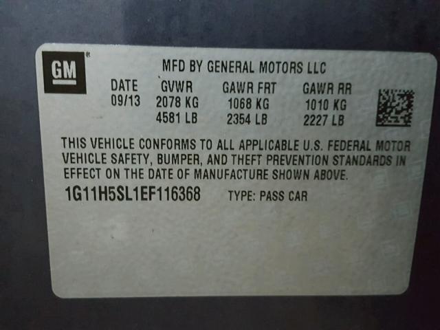 1G11H5SL1EF116368 - 2014 CHEVROLET MALIBU LTZ 蓝色 照片 10