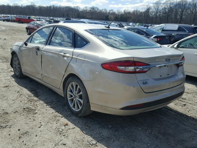 3FA6P0H79HR137172 - 2017 FORD FUSION SE BEIGE photo 3