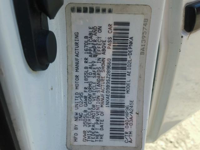 1NXAE09B9SZ289669 - 1995 TOYOTA COROLLA LE 白色 照片 10