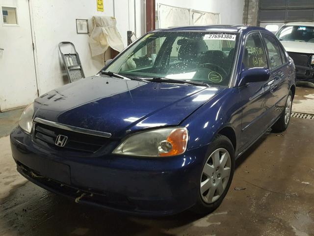 1HGES257X2L001113 - 2002 HONDA CIVIC EX ლურჯი ფოტო 2