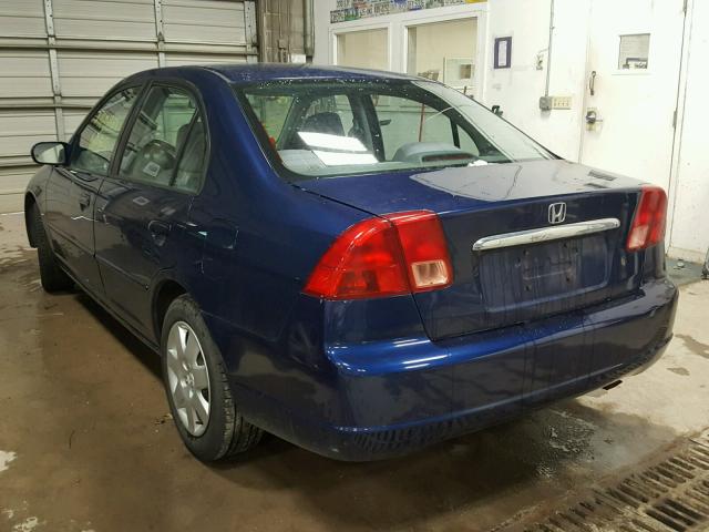 1HGES257X2L001113 - 2002 HONDA CIVIC EX BLUE photo 3