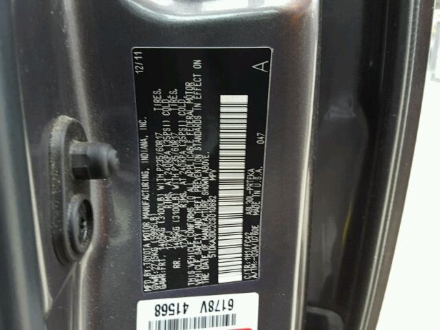 5TDKA3DC2CS010882 - 2012 TOYOTA SIENNA BAS GRAY photo 10