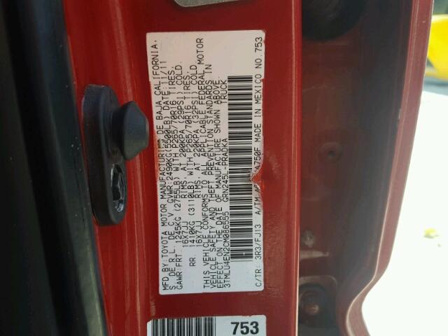 3TMLU4EN2CM086555 - 2012 TOYOTA TACOMA DOU RED photo 10