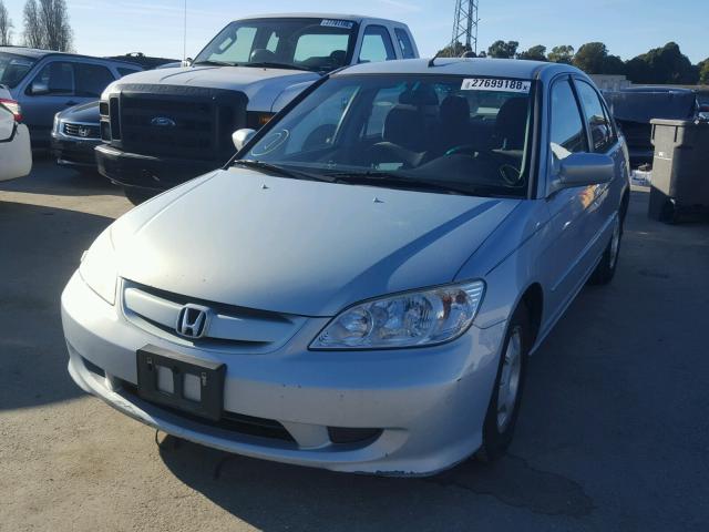 JHMES96685S026176 - 2005 HONDA CIVIC HYBR BLUE photo 2