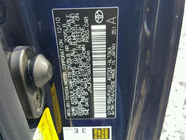 JTKJF5C76B3018246 - 2011 TOYOTA SCION TC 蓝色 照片 10