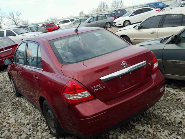 3N1BC11E17L408040 - 2007 NISSAN VERSA S RED photo 3