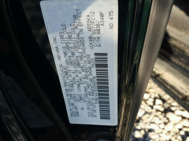 5TBBT44153S359736 - 2003 TOYOTA TUNDRA ACC GREEN photo 10