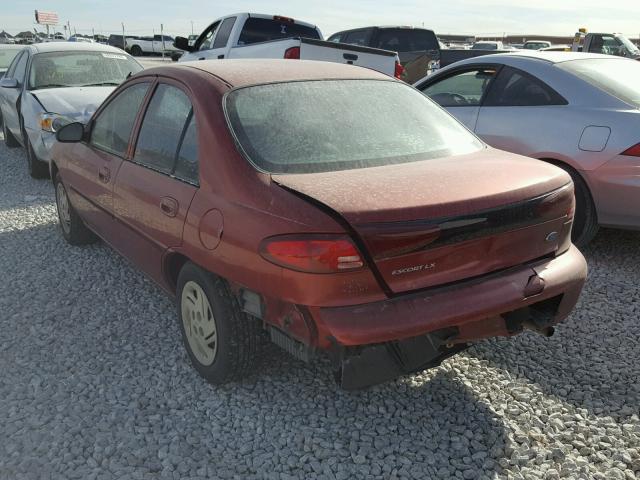 1FAFP10P6XW234634 - 1999 FORD ESCORT LX MAROON photo 3