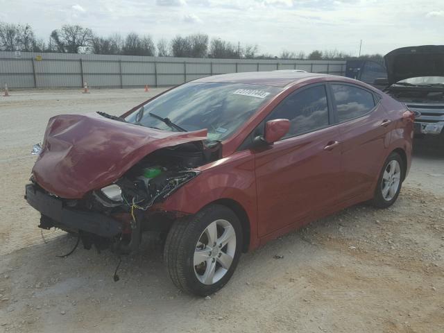 KMHDH4AE4DU593223 - 2013 HYUNDAI ELANTRA GL MAROON photo 2