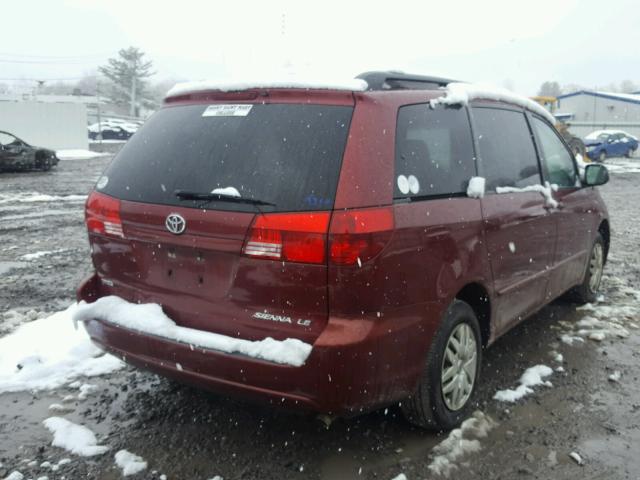 5TDZA23C55S373318 - 2005 TOYOTA SIENNA CE BURGUNDY photo 4