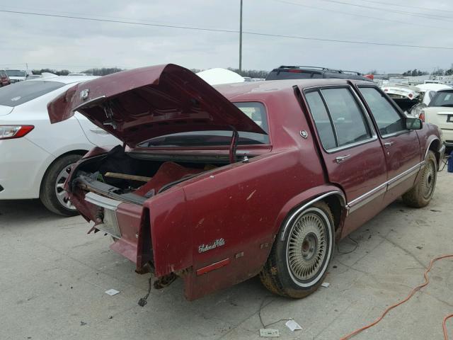 1G6CD53B1N4335296 - 1992 CADILLAC DEVILLE MAROON photo 4