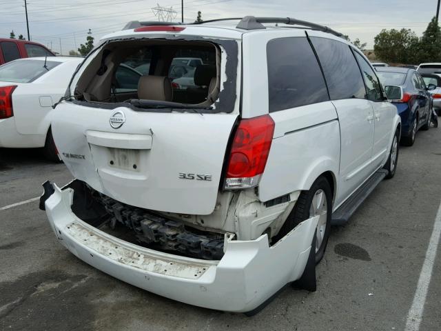 5N1BV28U54N368420 - 2004 NISSAN QUEST S WHITE photo 4