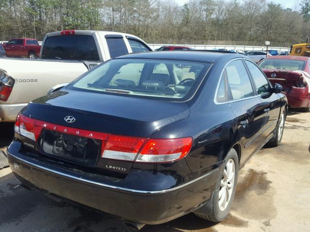 KMHFC46F26A119512 - 2006 HYUNDAI AZERA SE BLACK photo 4