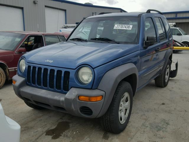 1J4GL48K94W213125 - 2004 JEEP LIBERTY SP BLUE photo 2