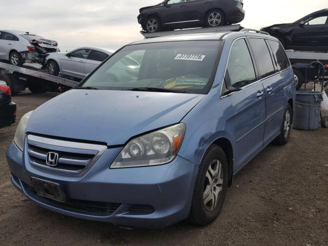 5FNRL38615B090776 - 2005 HONDA ODYSSEY EX BLUE photo 2