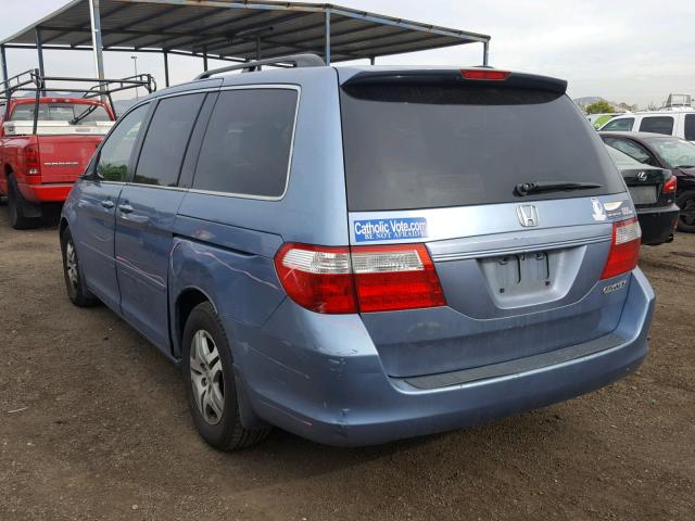 5FNRL38615B090776 - 2005 HONDA ODYSSEY EX BLUE photo 3