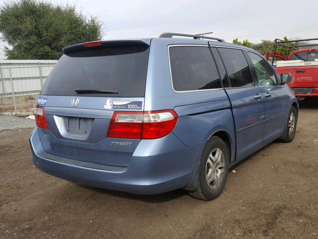 5FNRL38615B090776 - 2005 HONDA ODYSSEY EX BLUE photo 4