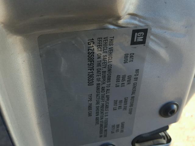 1G1ZS58F97F136330 - 2007 CHEVROLET MALIBU LS ვერცხლისფერი ფოტო 10