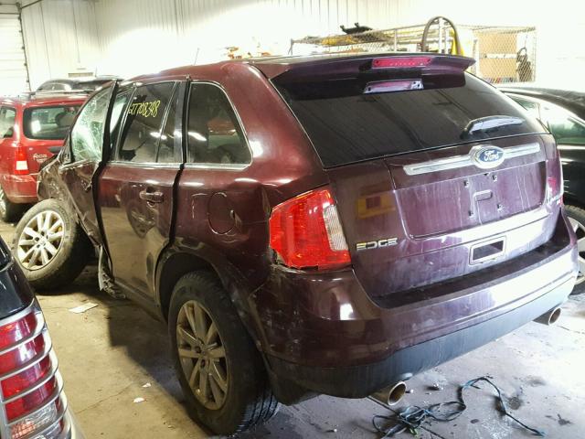 2FMDK4KC8BBA77755 - 2011 FORD EDGE LIMIT MAROON photo 3