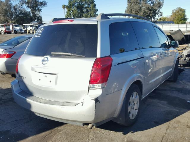 5N1BV28U45N113789 - 2005 NISSAN QUEST S SILVER photo 4