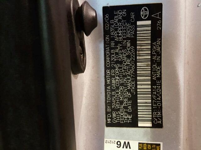 JTKDE177960122269 - 2006 TOYOTA SCION TC 银色 照片 10