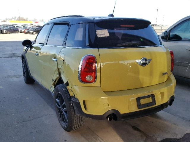 WMWZC3C55CWL87635 - 2012 MINI COOPER S C YELLOW photo 3