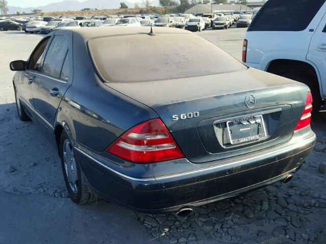 WDBNG78J81A153615 - 2001 MERCEDES-BENZ S 600 GREEN photo 3