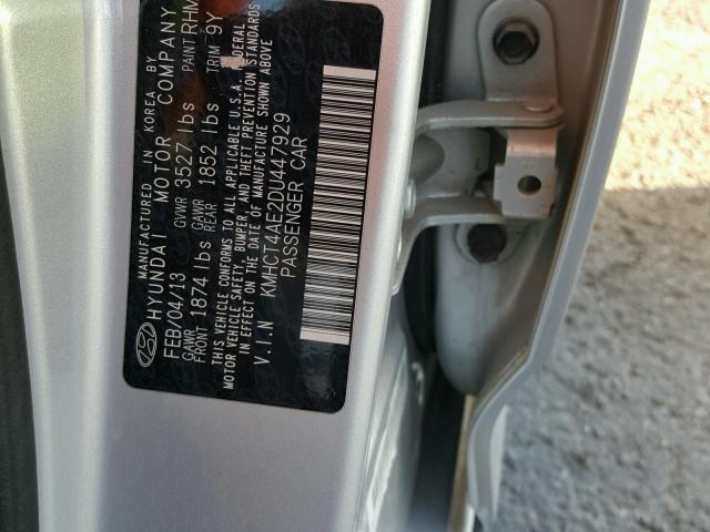 KMHCT4AE2DU447929 - 2013 HYUNDAI ACCENT GLS SILVER photo 10