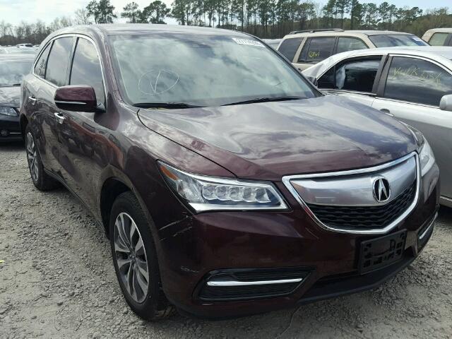 5FRYD3H41FB005149 - 2015 ACURA MDX TECHNO MAROON photo 1