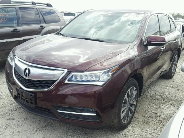 5FRYD3H41FB005149 - 2015 ACURA MDX TECHNO MAROON photo 2